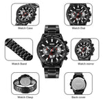SKMEI 9241 Orologio al quarzo con cinturino in acciaio inossidabile con cronometro da uomo