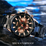 SKMEI 9241 Orologio al quarzo con cinturino in acciaio inossidabile con cronometro da uomo
