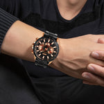 SKMEI 9241 Orologio al quarzo con cinturino in acciaio inossidabile con cronometro da uomo