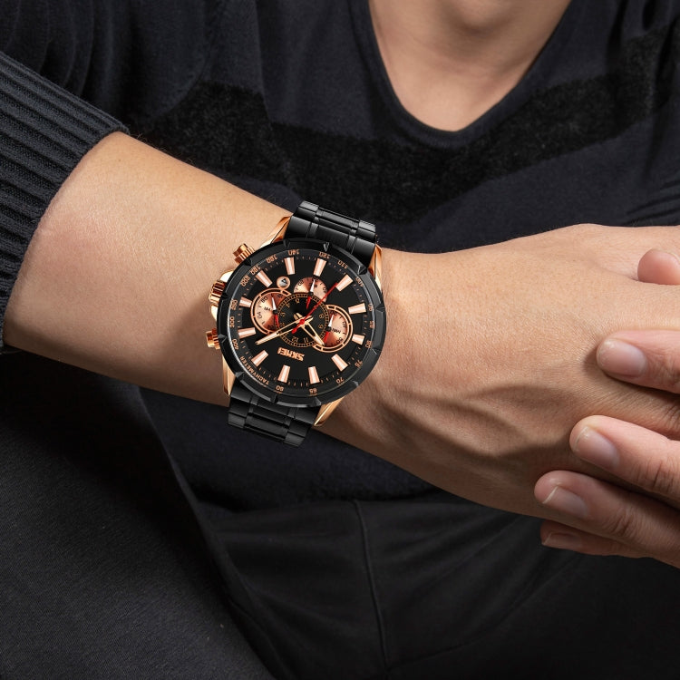 SKMEI 9241 Orologio al quarzo con cinturino in acciaio inossidabile con cronometro da uomo