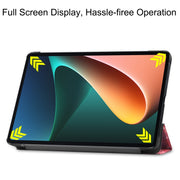 Custodia in pelle PU verniciata Custer con funzione Sleep / Wake-up e supporto a 3 pieghe, For Xiaomi Pad 5