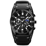 SKMEI 9249 Orologio da uomo al quarzo con cinturino in pelle con cronometro calendario fasi lunari