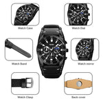 SKMEI 9249 Orologio da uomo al quarzo con cinturino in pelle con cronometro calendario fasi lunari