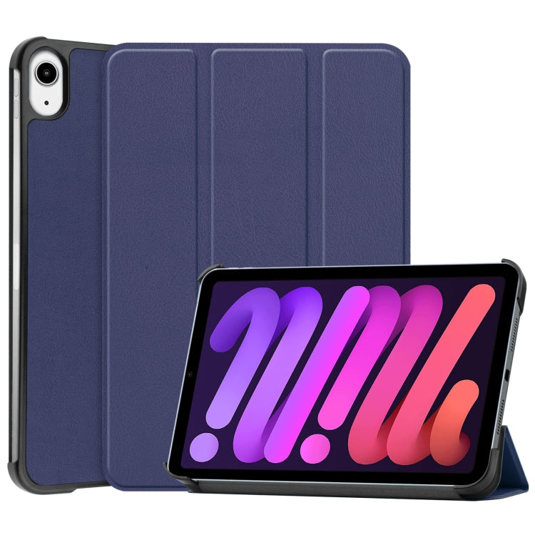 Custer Texture custodia orizzontale in pelle a libro con supporto a tre pieghe e funzione Sleep/Wake-up, For iPad mini 6 / mini 2024, For iPad mini 6