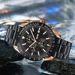 SKMEI 9253 cronometro da uomo data sei pin cinturino in acciaio inossidabile orologio al quarzo