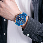 SKMEI 9253 cronometro da uomo data sei pin cinturino in acciaio inossidabile orologio al quarzo