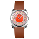 SKMEI Q029 Orologio al quarzo con cinturino in pelle con quadrante modello numero di telefono da donna