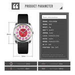 SKMEI Q029 Orologio al quarzo con cinturino in pelle con quadrante modello numero di telefono da donna