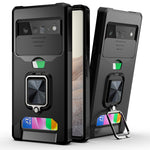 Cover per fotocamera scorrevole Design Custodia antiurto per PC + TPU con supporto per anello e slot per schede, For Google Pixel 6 Pro, For Samsung Galaxy A52, For Samsung Galaxy A72