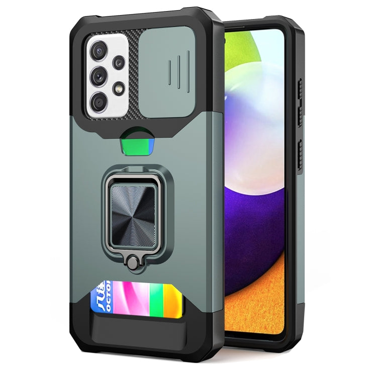 Cover per fotocamera scorrevole Design Custodia antiurto per PC + TPU con supporto per anello e slot per schede, For Google Pixel 6 Pro, For Samsung Galaxy A52, For Samsung Galaxy A72