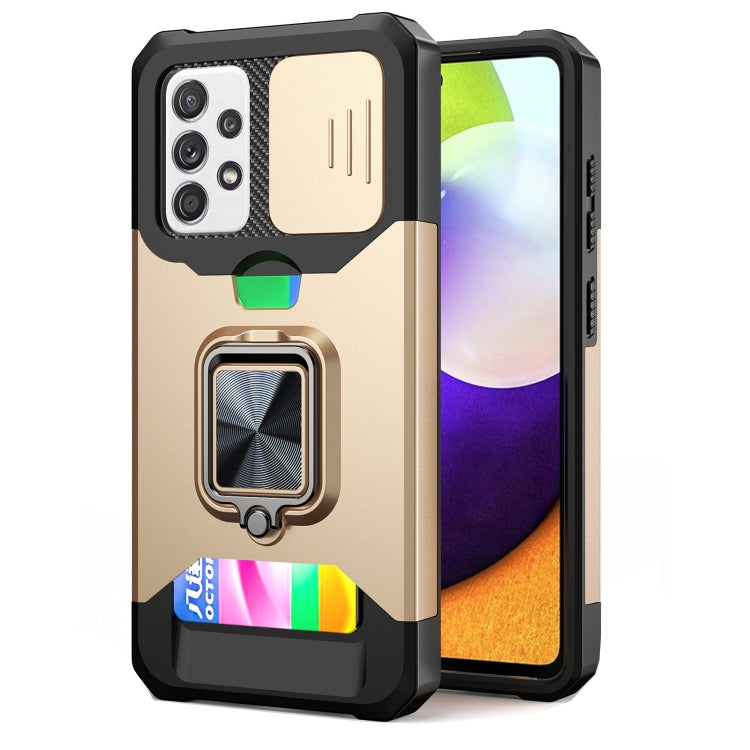 Cover per fotocamera scorrevole Design Custodia antiurto per PC + TPU con supporto per anello e slot per schede, For Google Pixel 6 Pro, For Samsung Galaxy A52, For Samsung Galaxy A72
