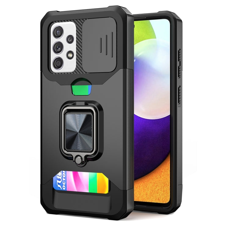Cover per fotocamera scorrevole Design Custodia antiurto per PC + TPU con supporto per anello e slot per schede, For Google Pixel 6 Pro, For Samsung Galaxy A52, For Samsung Galaxy A72