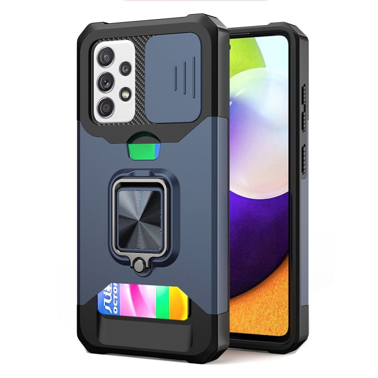 Cover per fotocamera scorrevole Design Custodia antiurto per PC + TPU con supporto per anello e slot per schede, For Google Pixel 6 Pro, For Samsung Galaxy A52, For Samsung Galaxy A72