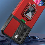 Cover per fotocamera scorrevole Design Custodia antiurto per PC + TPU con supporto per anello e slot per schede, For Samsung Galaxy S21, For Samsung Galaxy S21+, For Samsung Galaxy A12