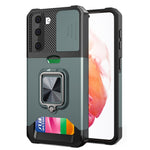 Cover per fotocamera scorrevole Design Custodia antiurto per PC + TPU con supporto per anello e slot per schede, For Samsung Galaxy S21, For Samsung Galaxy S21+, For Samsung Galaxy A12