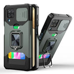 Cover per fotocamera scorrevole Design Custodia antiurto per PC + TPU con supporto per anello e slot per schede, For Samsung Galaxy S21, For Samsung Galaxy S21+, For Samsung Galaxy A12