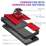 Cover per fotocamera scorrevole Design Custodia antiurto per PC + TPU con supporto per anello e slot per schede, For Samsung Galaxy S21 Ultra 5G
