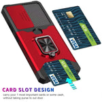 Cover per fotocamera scorrevole Design Custodia antiurto per PC + TPU con supporto per anello e slot per schede, For Samsung Galaxy S21 Ultra 5G