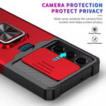 Cover per fotocamera scorrevole Design Custodia antiurto per PC + TPU con supporto per anello e slot per schede, For Samsung Galaxy S21 Ultra 5G