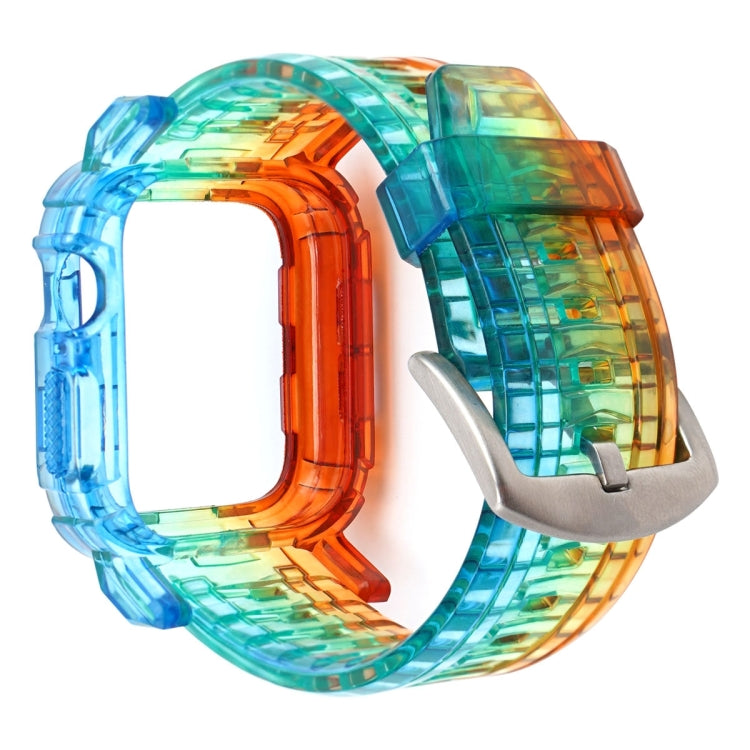 Cinturino integrato in TPU sfumato per Apple Watch Series 6 e SE e 5 e 4 44 mm / 3 e 2 e 1 42 mm, For Apple Watch Series 9 / 8 / 7 45mm / 6 / 5 / 4 / Watch SE 44mm / Watch 42mm