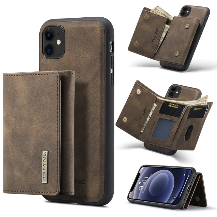 DG.MING M1 Series 3-Fold Multi Card Wallet + Cover posteriore magnetica Custodia antiurto con funzione di supporto, For iPhone 11, For iPhone 11 Pro, For iPhone 11 Pro Max