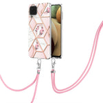 Custodia antiurto in TPU con motivo floreale in marmo con giunzione elettrolitica con cordino, For Samsung Galaxy A12 5G / M12 / F12, For Samsung Galaxy A21s, For Samsung Galaxy A22 4G EU Version / M32, For Samsung Galaxy A22 5G US Version             ...