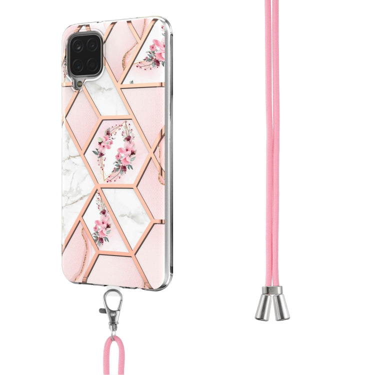 Custodia antiurto in TPU con motivo floreale in marmo con giunzione elettrolitica con cordino, For Samsung Galaxy A12 5G / M12 / F12, For Samsung Galaxy A21s, For Samsung Galaxy A22 4G EU Version / M32, For Samsung Galaxy A22 5G US Version             ...