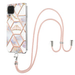 Custodia antiurto in TPU con motivo floreale in marmo con giunzione elettrolitica con cordino, For Samsung Galaxy A12 5G / M12 / F12, For Samsung Galaxy A21s, For Samsung Galaxy A22 4G EU Version / M32, For Samsung Galaxy A22 5G US Version             ...