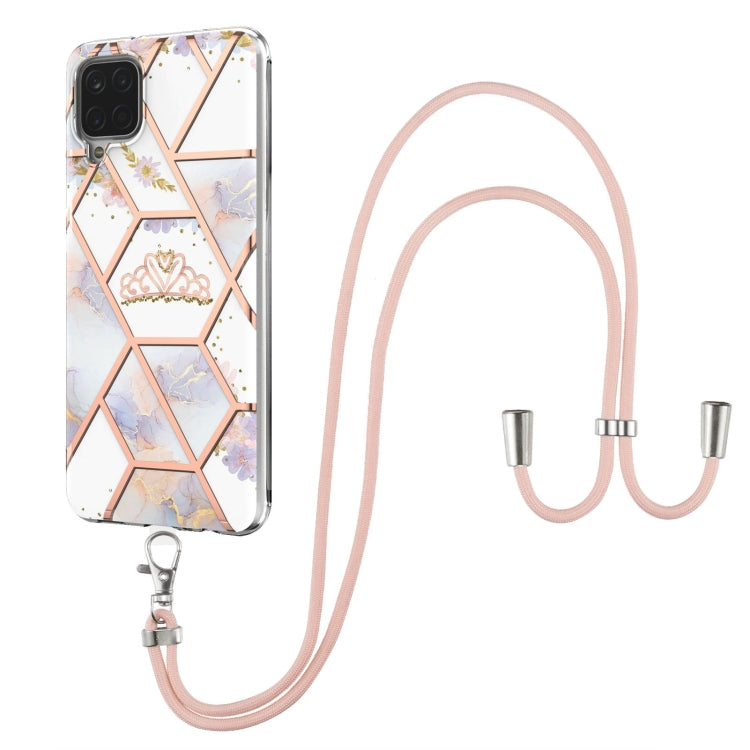 Custodia antiurto in TPU con motivo floreale in marmo con giunzione elettrolitica con cordino, For Samsung Galaxy A12 5G / M12 / F12, For Samsung Galaxy A21s, For Samsung Galaxy A22 4G EU Version / M32, For Samsung Galaxy A22 5G US Version             ...