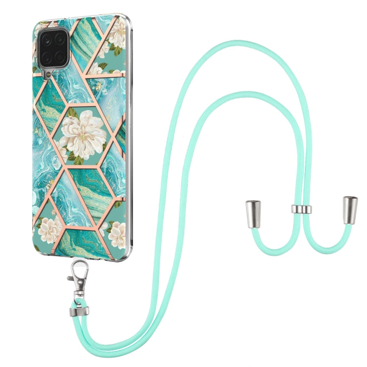 Custodia antiurto in TPU con motivo floreale in marmo con giunzione elettrolitica con cordino, For Samsung Galaxy A12 5G / M12 / F12, For Samsung Galaxy A21s, For Samsung Galaxy A22 4G EU Version / M32, For Samsung Galaxy A22 5G US Version             ...