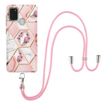 Custodia antiurto in TPU con motivo floreale in marmo con giunzione elettrolitica con cordino, For Samsung Galaxy A12 5G / M12 / F12, For Samsung Galaxy A21s, For Samsung Galaxy A22 4G EU Version / M32, For Samsung Galaxy A22 5G US Version             ...