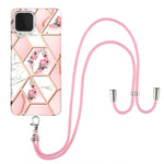 Custodia antiurto in TPU con motivo floreale in marmo con giunzione elettrolitica con cordino, For Samsung Galaxy A12 5G / M12 / F12, For Samsung Galaxy A21s, For Samsung Galaxy A22 4G EU Version / M32, For Samsung Galaxy A22 5G US Version             ...