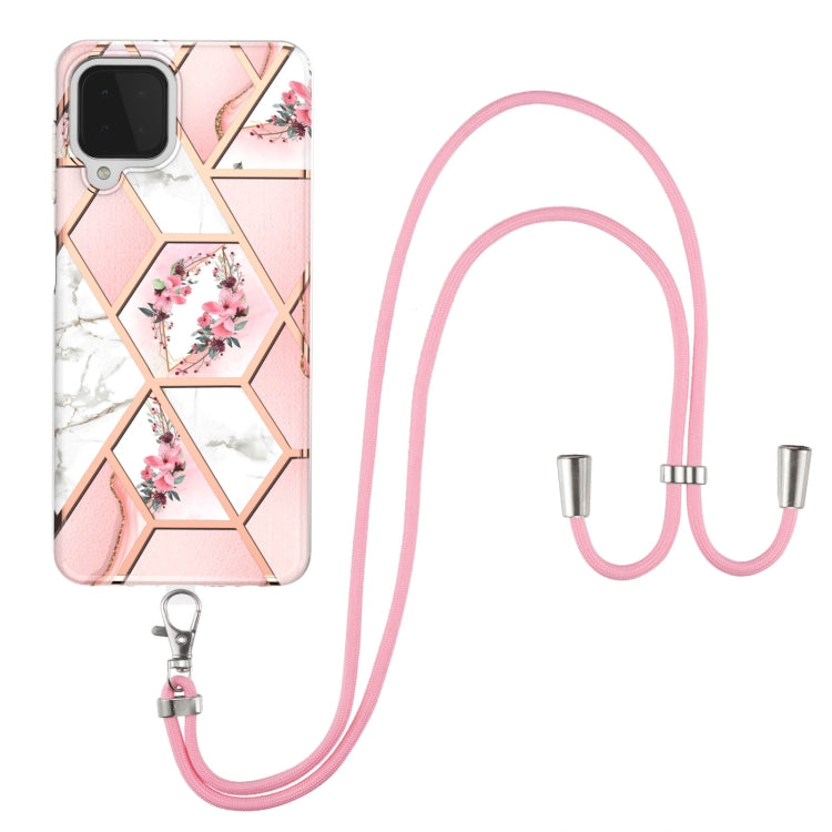 Custodia antiurto in TPU con motivo floreale in marmo con giunzione elettrolitica con cordino, For Samsung Galaxy A12 5G / M12 / F12, For Samsung Galaxy A21s, For Samsung Galaxy A22 4G EU Version / M32, For Samsung Galaxy A22 5G US Version             ...