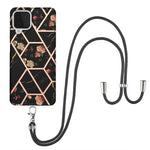 Custodia antiurto in TPU con motivo floreale in marmo con giunzione elettrolitica con cordino, For Samsung Galaxy A12 5G / M12 / F12, For Samsung Galaxy A21s, For Samsung Galaxy A22 4G EU Version / M32, For Samsung Galaxy A22 5G US Version             ...