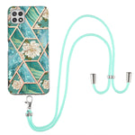 Custodia antiurto in TPU con motivo floreale in marmo con giunzione elettrolitica con cordino, For Samsung Galaxy A12 5G / M12 / F12, For Samsung Galaxy A21s, For Samsung Galaxy A22 4G EU Version / M32, For Samsung Galaxy A22 5G US Version             ...