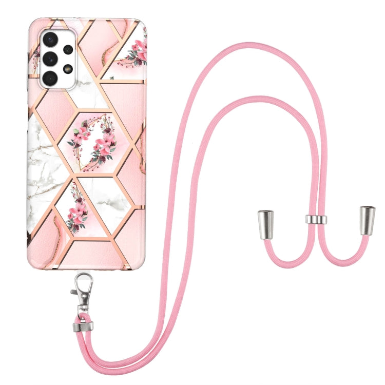 Custodia antiurto in TPU con motivo floreale in marmo con giunzione elettrolitica con cordino, For Samsung Galaxy A12 5G / M12 / F12, For Samsung Galaxy A21s, For Samsung Galaxy A22 4G EU Version / M32, For Samsung Galaxy A22 5G US Version             ...
