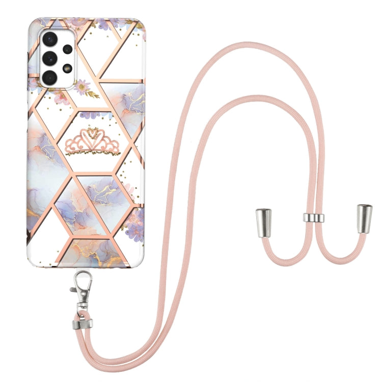 Custodia antiurto in TPU con motivo floreale in marmo con giunzione elettrolitica con cordino, For Samsung Galaxy A12 5G / M12 / F12, For Samsung Galaxy A21s, For Samsung Galaxy A22 4G EU Version / M32, For Samsung Galaxy A22 5G US Version             ...