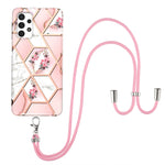 Custodia antiurto in TPU con motivo floreale in marmo con giunzione elettrolitica con cordino, For Samsung Galaxy A12 5G / M12 / F12, For Samsung Galaxy A21s, For Samsung Galaxy A22 4G EU Version / M32, For Samsung Galaxy A22 5G US Version             ...