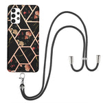 Custodia antiurto in TPU con motivo floreale in marmo con giunzione elettrolitica con cordino, For Samsung Galaxy A12 5G / M12 / F12, For Samsung Galaxy A21s, For Samsung Galaxy A22 4G EU Version / M32, For Samsung Galaxy A22 5G US Version             ...