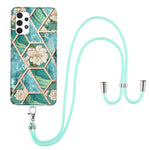 Custodia antiurto in TPU con motivo floreale in marmo con giunzione elettrolitica con cordino, For Samsung Galaxy A12 5G / M12 / F12, For Samsung Galaxy A21s, For Samsung Galaxy A22 4G EU Version / M32, For Samsung Galaxy A22 5G US Version             ...