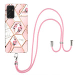 Custodia antiurto in TPU con motivo floreale in marmo con giunzione elettrolitica con cordino, For Samsung Galaxy A82 5G, For Samsung Galaxy A11 / M11
