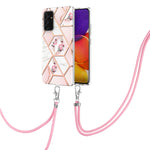 Custodia antiurto in TPU con motivo floreale in marmo con giunzione elettrolitica con cordino, For Samsung Galaxy A82 5G, For Samsung Galaxy A11 / M11
