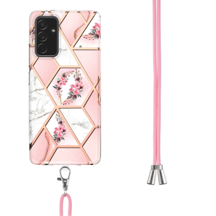 Custodia antiurto in TPU con motivo floreale in marmo con giunzione elettrolitica con cordino, For Samsung Galaxy A82 5G, For Samsung Galaxy A11 / M11