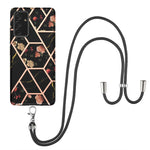 Custodia antiurto in TPU con motivo floreale in marmo con giunzione elettrolitica con cordino, For Samsung Galaxy A82 5G, For Samsung Galaxy A11 / M11