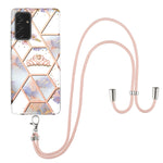 Custodia antiurto in TPU con motivo floreale in marmo con giunzione elettrolitica con cordino, For Samsung Galaxy A82 5G, For Samsung Galaxy A11 / M11