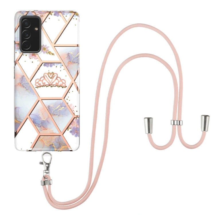 Custodia antiurto in TPU con motivo floreale in marmo con giunzione elettrolitica con cordino, For Samsung Galaxy A82 5G, For Samsung Galaxy A11 / M11