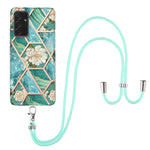 Custodia antiurto in TPU con motivo floreale in marmo con giunzione elettrolitica con cordino, For Samsung Galaxy A82 5G, For Samsung Galaxy A11 / M11