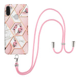Custodia antiurto in TPU con motivo floreale in marmo con giunzione elettrolitica con cordino, For Samsung Galaxy A82 5G, For Samsung Galaxy A11 / M11