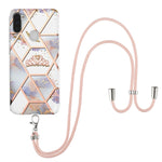 Custodia antiurto in TPU con motivo floreale in marmo con giunzione elettrolitica con cordino, For Samsung Galaxy A82 5G, For Samsung Galaxy A11 / M11