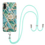 Custodia antiurto in TPU con motivo floreale in marmo con giunzione elettrolitica con cordino, For Samsung Galaxy A82 5G, For Samsung Galaxy A11 / M11
